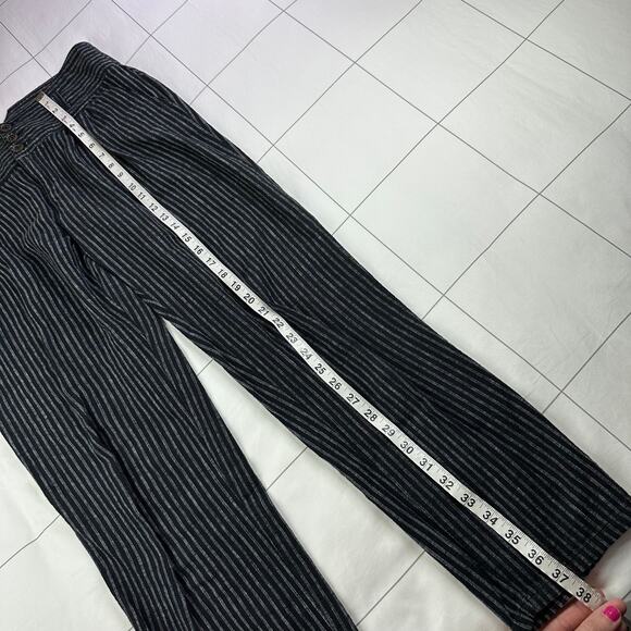Sundance Pants Womens 6 Black Amelia Striped Linen Blend Pleated Button Casual - Picture 11 of 12